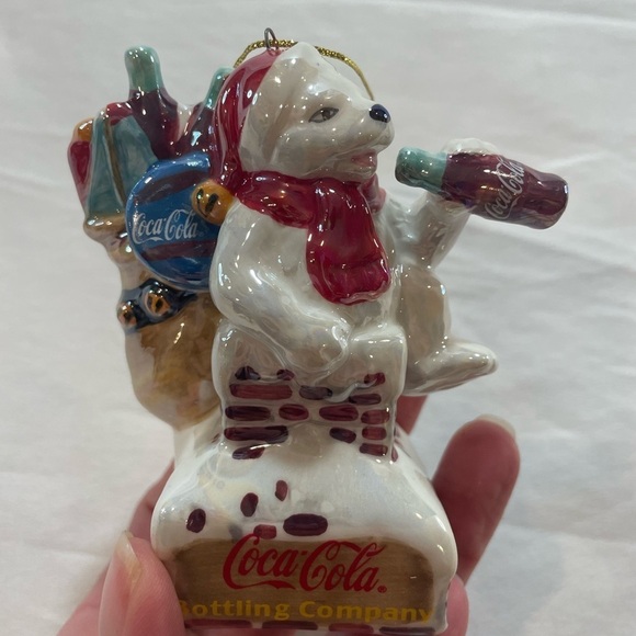 Lot Of 2 Coca Cola Christmas Ornaments 2003 Pearlescent Porcelain Bottle Works - Picture 14 of 16
